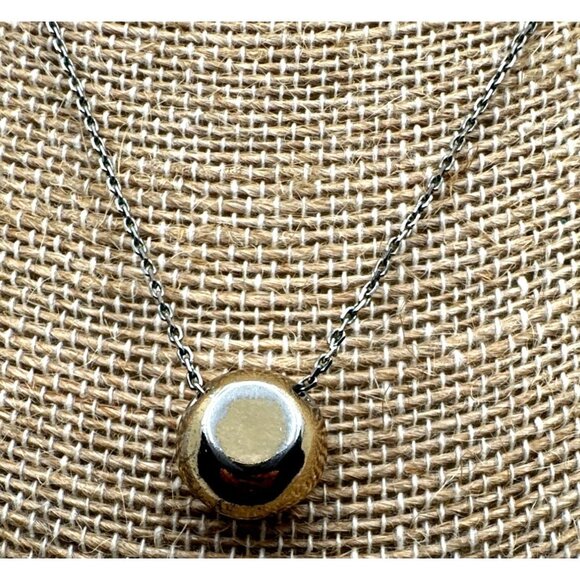 Sparkling Elegant Two Tone CZ Pendant Necklace Slider Bedazzled Whimsy Dainty - Picture 6 of 7